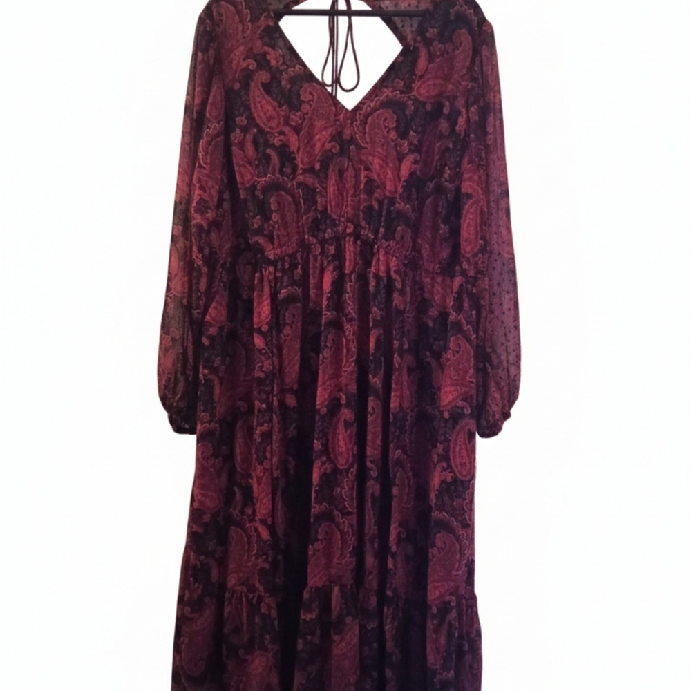 Torrid Womens Midi Clip Dot Paisley A-Line Dress   3x 22-24